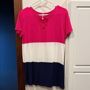 Magic Fit Women's Short Sleeve Top - Pink, White, Navy